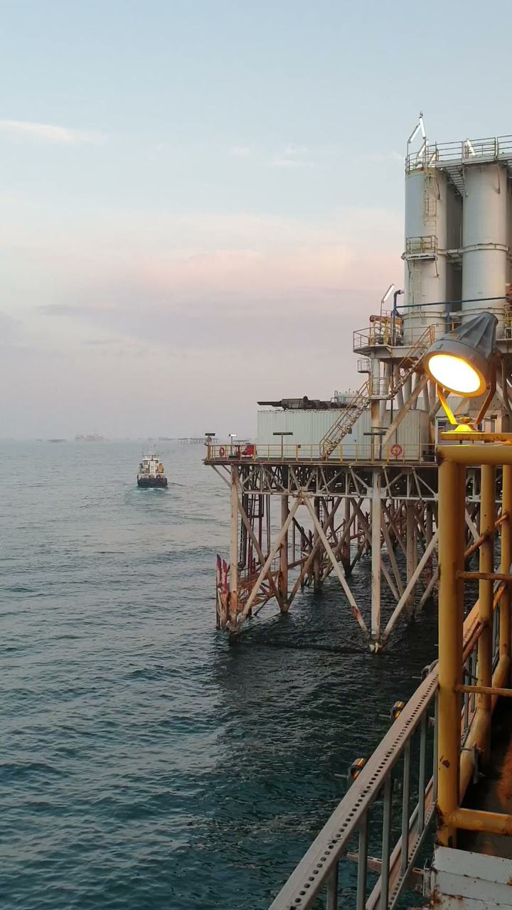 View across an offshore platform deck out to sea